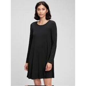 Gap Long Sleeve Shirt Swing Dress Black Size Medium New